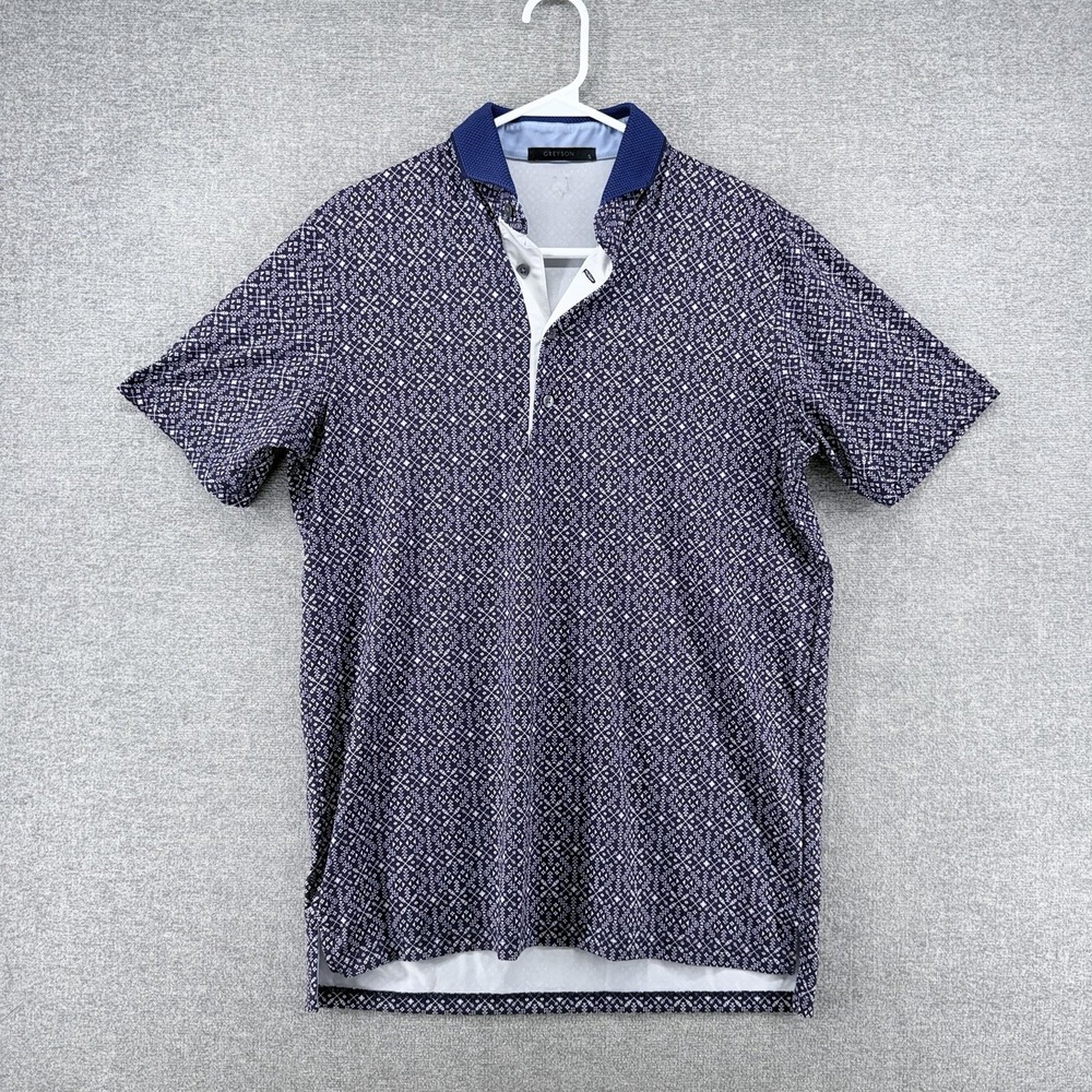 Greyson Golf Polo Shirt Men Size Small Blue Geometric Short Sleeve